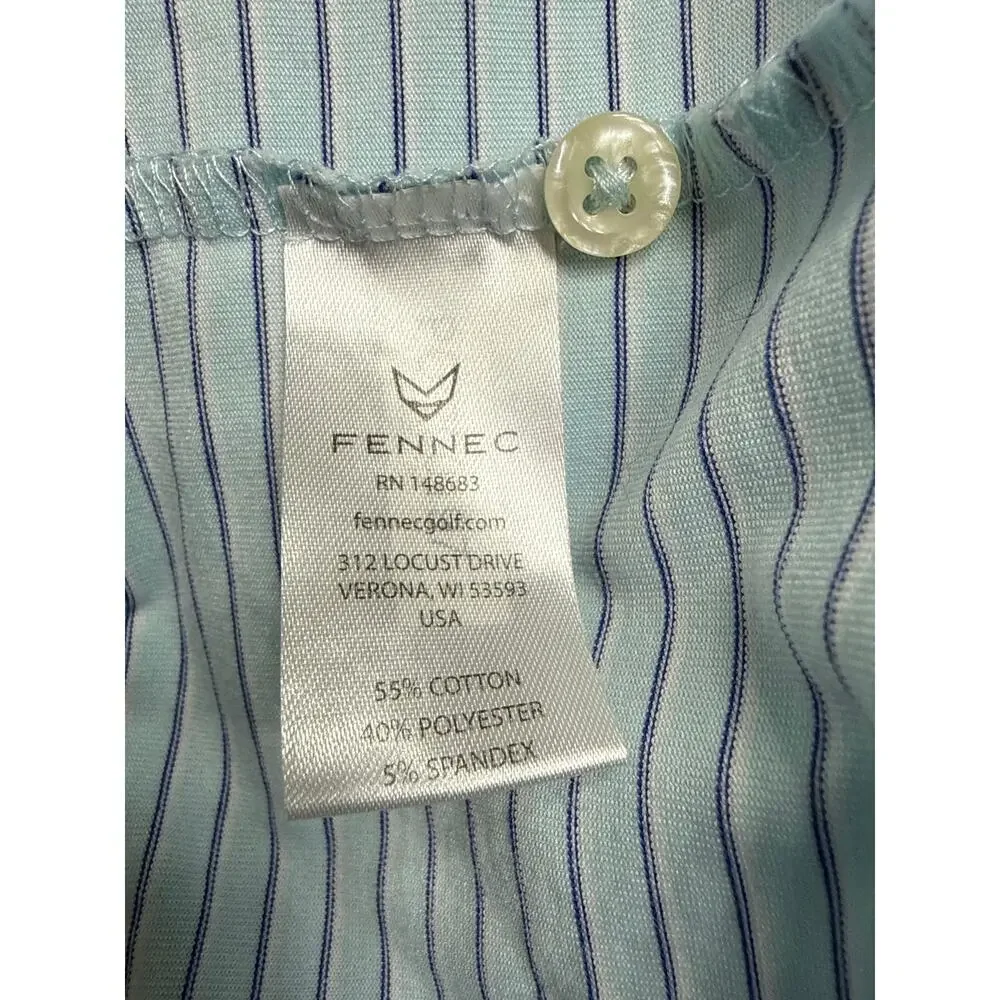 FENNEC Men’s Blue Striped Golf Polo Size 2XL Olde Florida Golf Club Logo